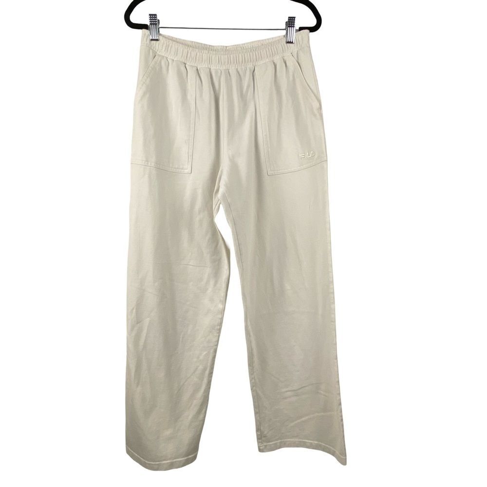 FILA White Cotton Straight Leg Lounge Yoga Pants Size L